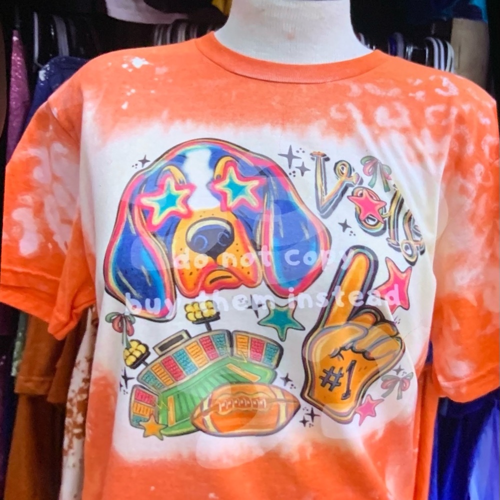 Orange TN VOLS Bleached Shirt Small-3X